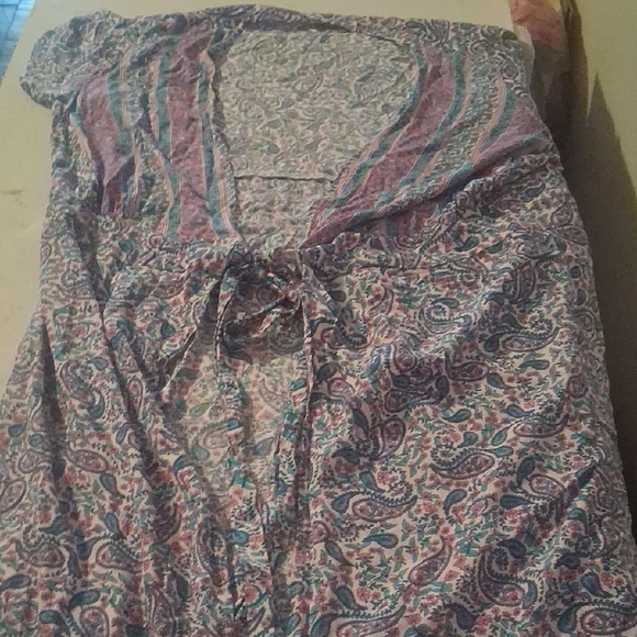 PRETTYGARDEN Boho Paisley Maxi Dress Robe Blue Pink XL Viscose - Picture 5 of 6